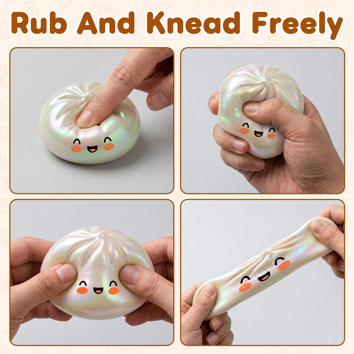 Glitter Dumpling Squishy,Dumpling Squishies,Glitter Dumpling Mystery Box,Colorful Dumpling Stress Balls Fidget,Jumbo Squishy Toy with Steamer Box Suitable for Adult use in Offices (Glitter White)