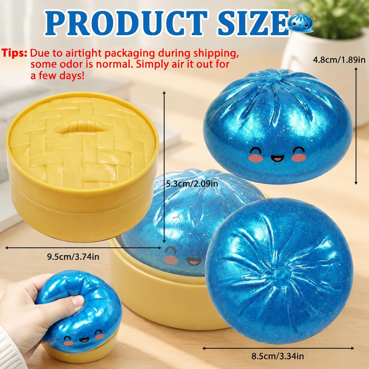 Dumpling Squishies, Glitter Dumpling, Glitter Dumplings Squishy with Box, Dumplings Sensory Squeeze Toy for Stress Relief Stretchy Desk Toys (Gold)