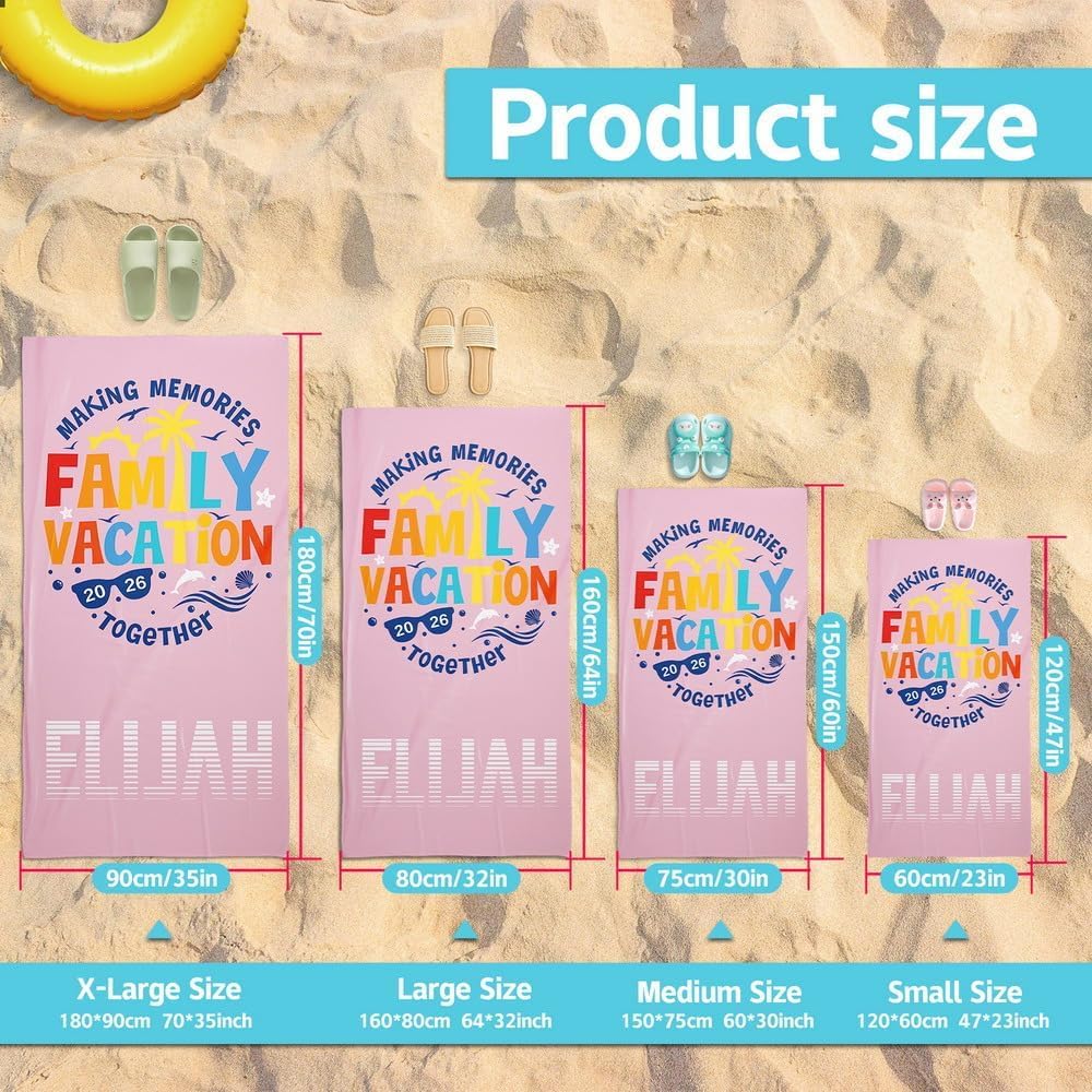 Personalized Beach Towels for Kids Adults - Custom Kids Beach Towels with Names- Customized Sand Free Quick Dry Striped Bath/Pool/Beach Towel for Boys Girls Women Men(Color1)