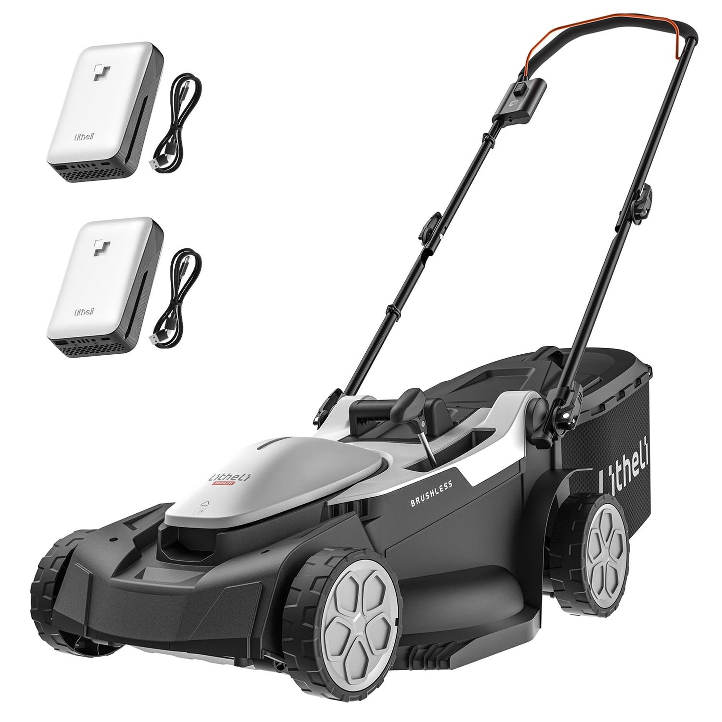 Litheli 18-inch 40V Brushless Lawn Mower for Garden Yards, Lightweight Cordless Lawn Mower Battery Powered with 6-Position Height Adjustment, 2x5.0Ah Battery Included