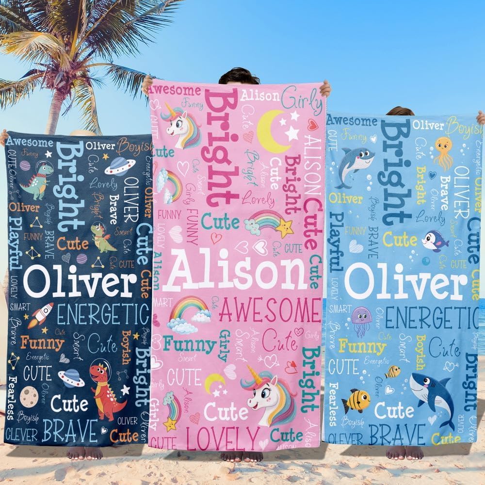 Personalized Beach Towels for Kids - Custom Ice Cream Drip Baseball Beach Towel for Boys,Customized Ultra Absorbent Super Soft Swim/Pool Towel,Team Gift,Youth Baseball Gift for Boys
