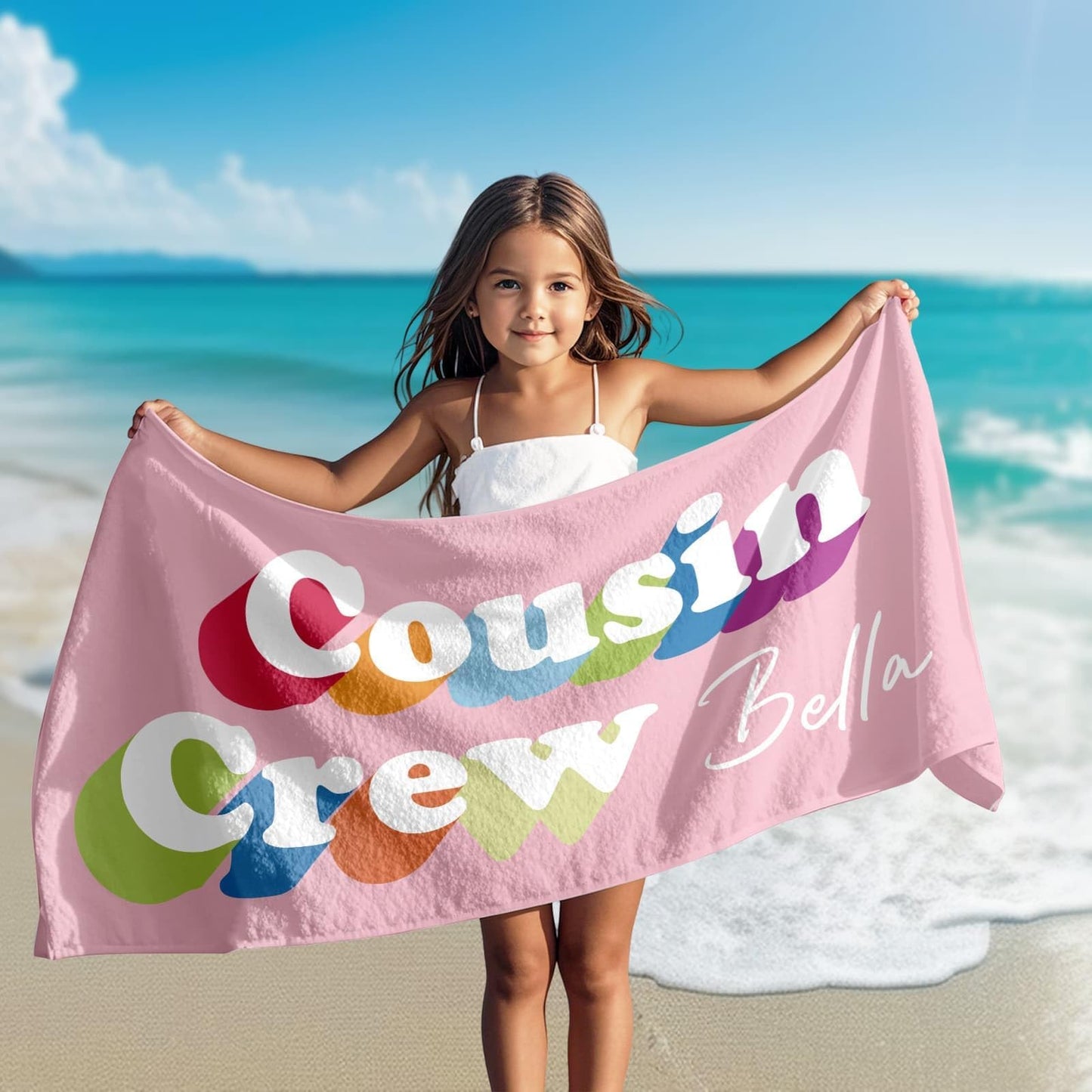 Personalized Beach Towels for Kids Adults - Custom Kids Beach Towels with Names- Customized Sand Free Quick Dry Striped Bath/Pool/Beach Towel for Boys Girls Women Men(Color1)
