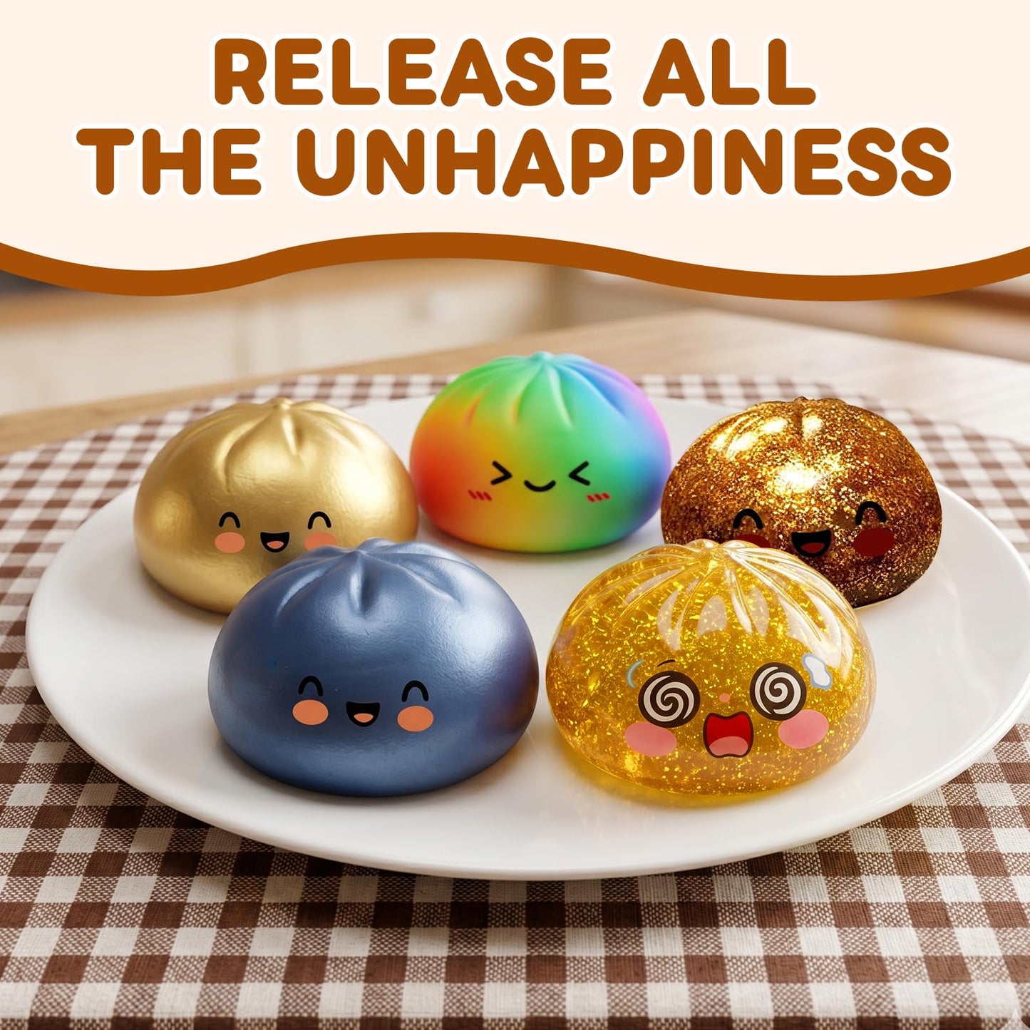 Glitter Dumpling Squishy,Dumpling Squishies,Glitter Dumpling Mystery Box,Colorful Dumpling Stress Balls Fidget,Jumbo Squishy Toy with Steamer Box Suitable for Adult use in Offices (Glitter White)