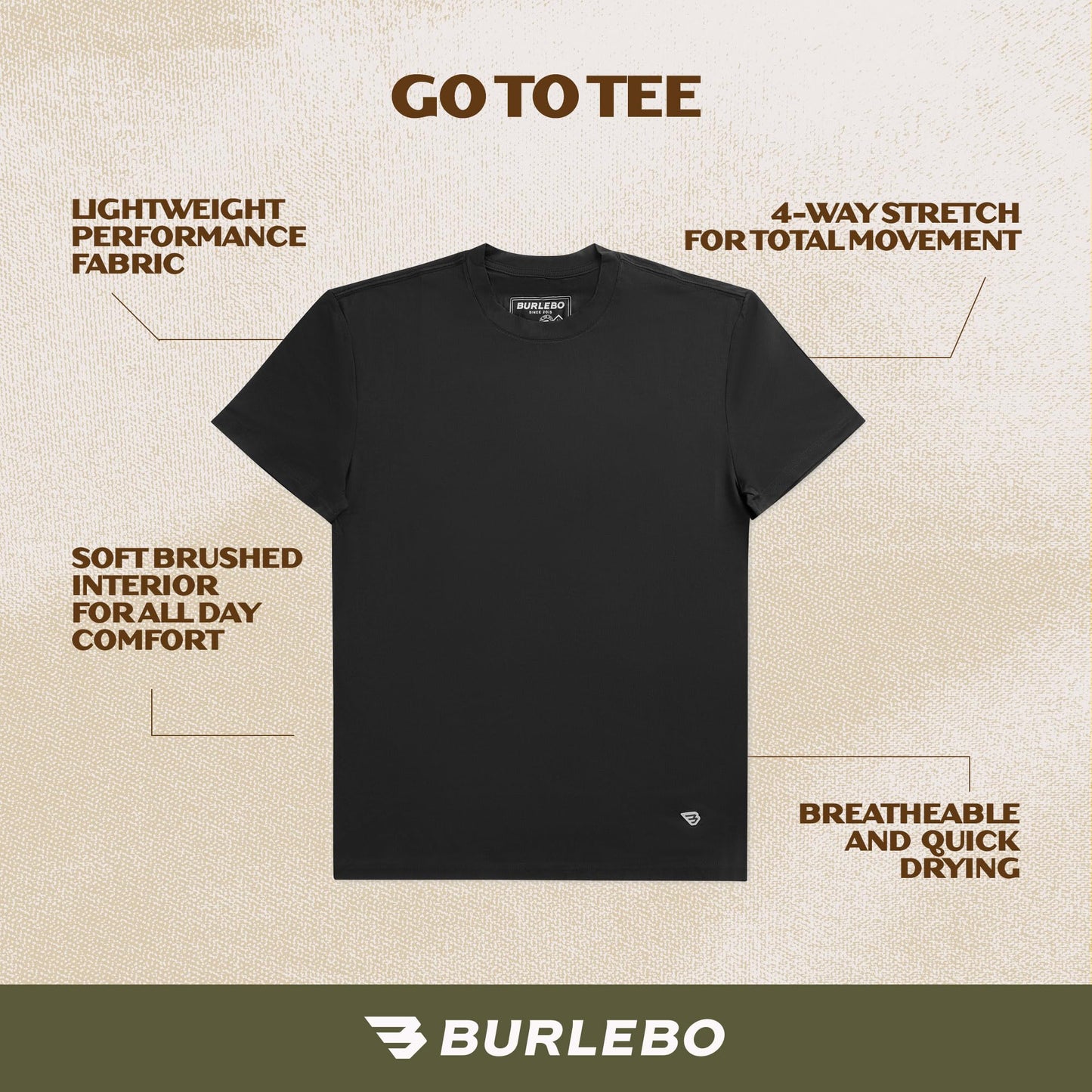 Burlebo Go to Tee – Men’s Lightweight Performance Shirt with UPF 50 Sun Protection
