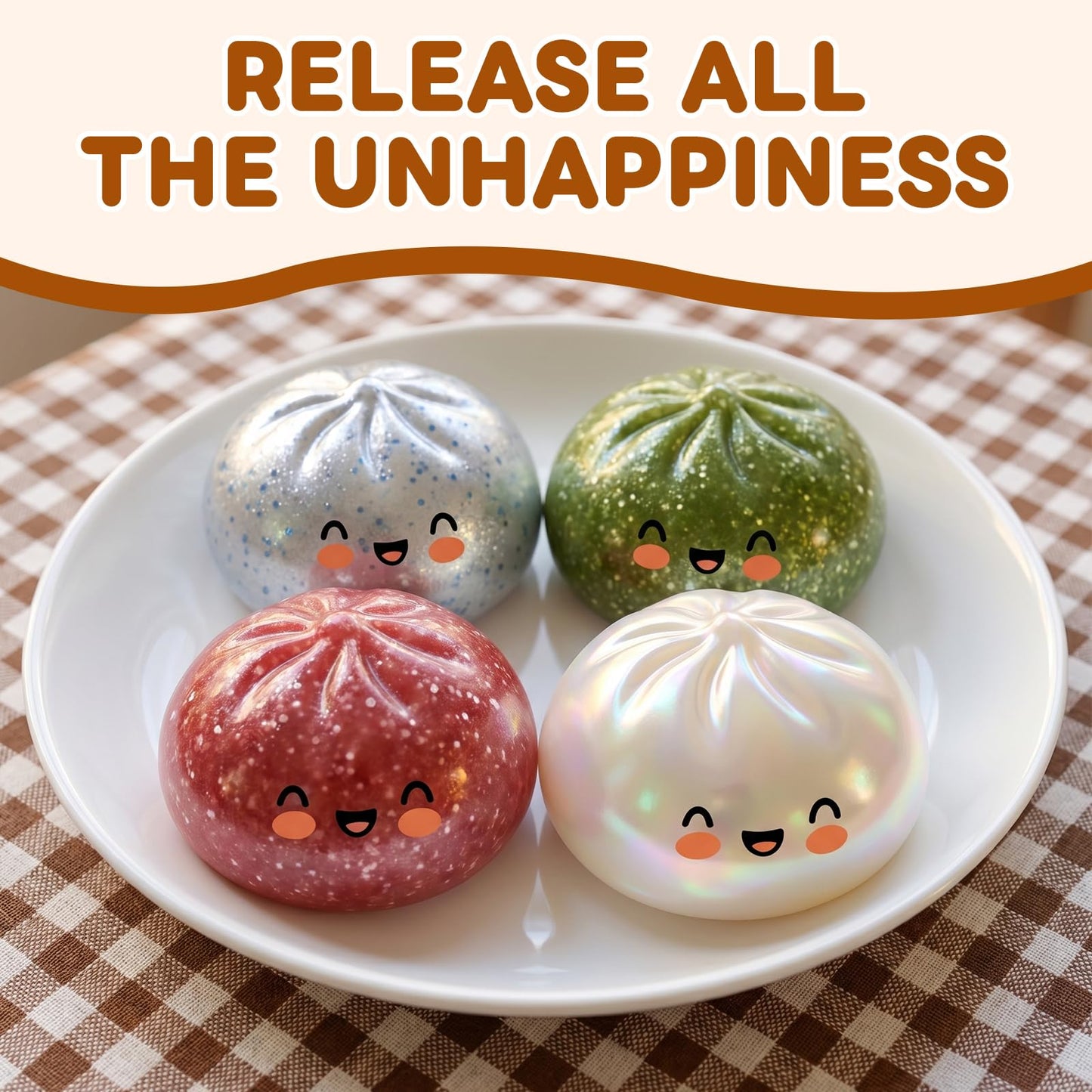 Glitter Dumpling Squishy,Dumpling Squishies,Glitter Dumpling Mystery Box,Colorful Dumpling Stress Balls Fidget,Jumbo Squishy Toy with Steamer Box Suitable for Adult use in Offices (Glitter White)