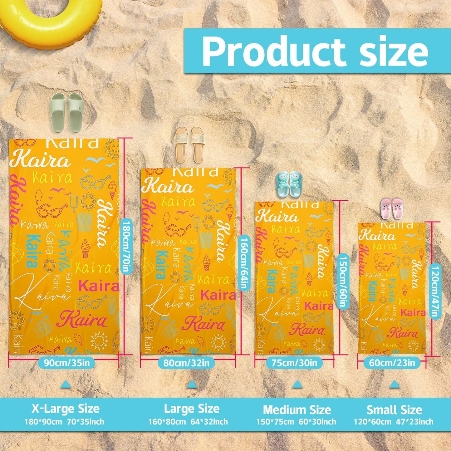 Personalized Beach Towels for Kids Adults - Custom Kids Beach Towels with Names- Customized Sand Free Quick Dry Striped Bath/Pool/Beach Towel for Boys Girls Women Men(Color1)