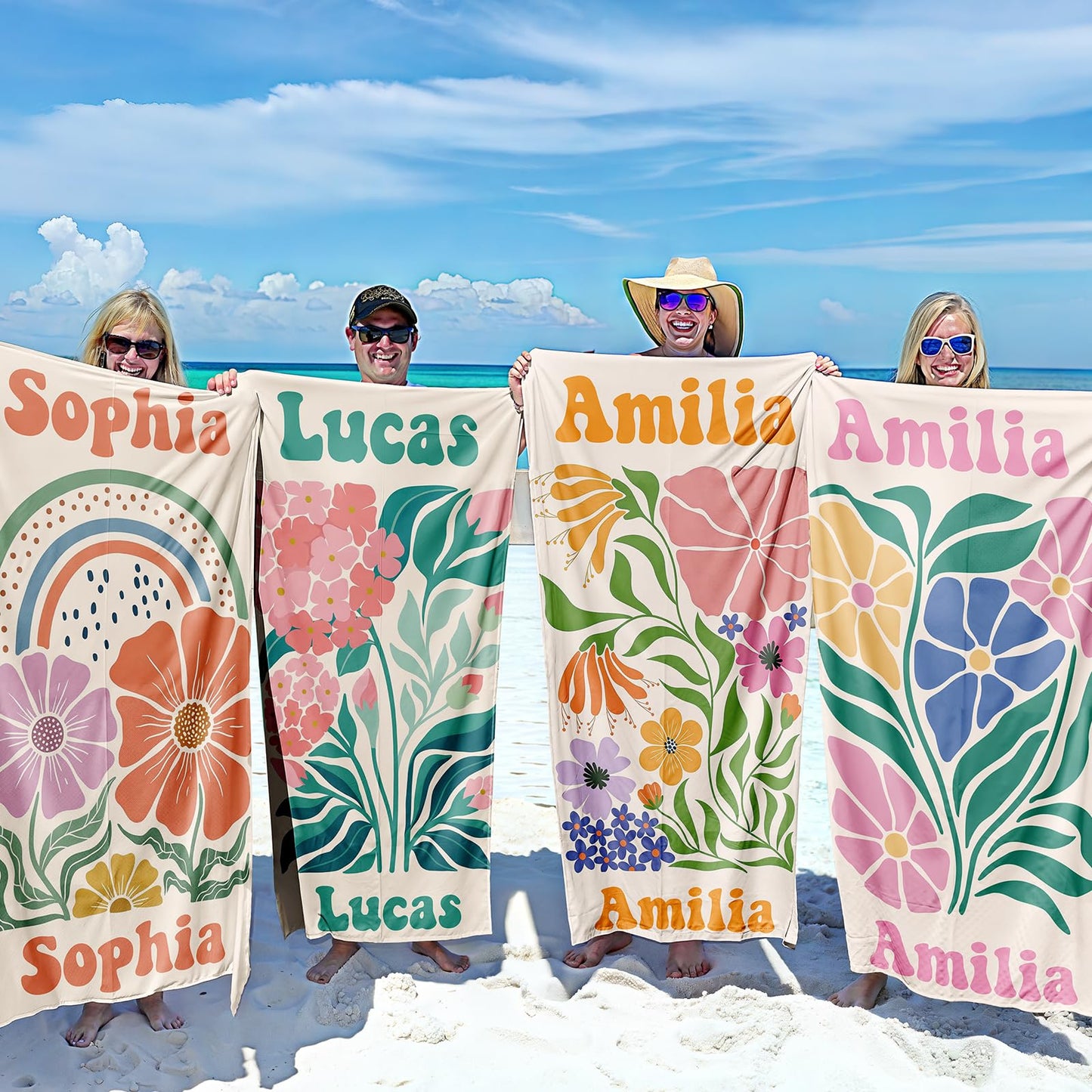 Personalized Beach Towels for Kids Adults - Custom Kids Beach Towels with Names- Customized Sand Free Quick Dry Striped Bath/Pool/Beach Towel for Boys Girls Women Men(Color1)