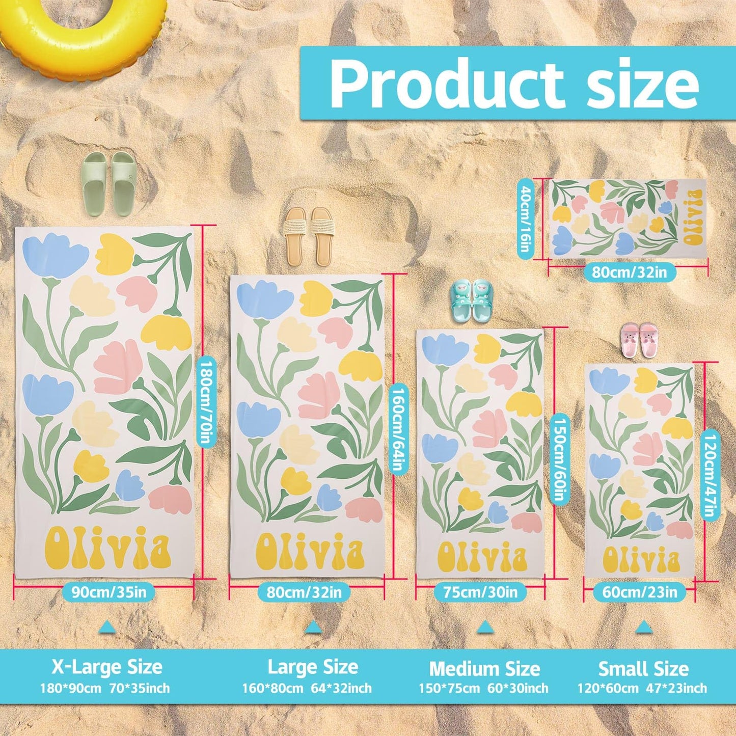 Personalized Beach Towels for Kids Adults - Custom Kids Beach Towels with Names- Customized Sand Free Quick Dry Striped Bath/Pool/Beach Towel for Boys Girls Women Men(Color1)