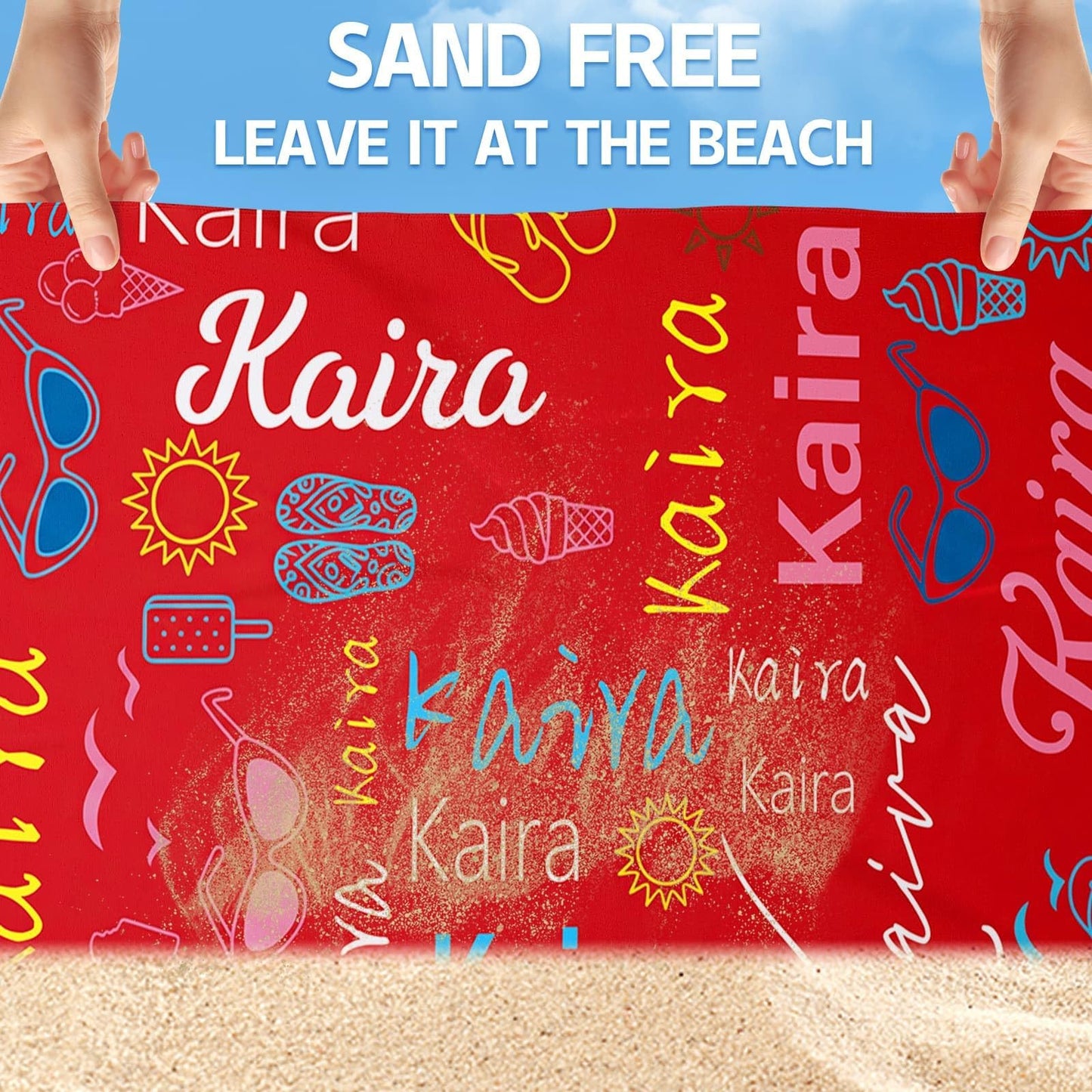 Personalized Beach Towels for Kids Adults - Custom Kids Beach Towels with Names- Customized Sand Free Quick Dry Striped Bath/Pool/Beach Towel for Boys Girls Women Men(Color1)
