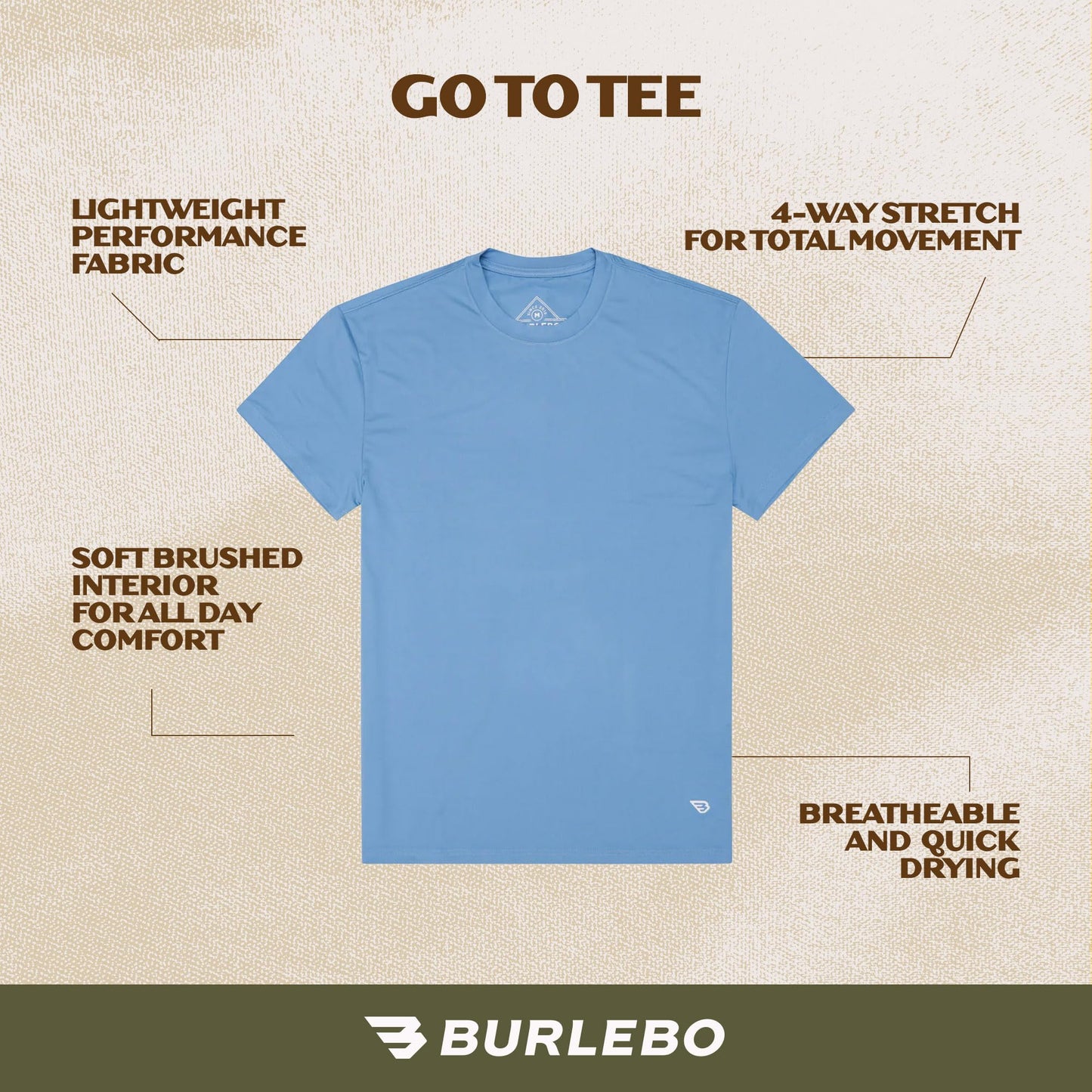 Burlebo Go to Tee – Men’s Lightweight Performance Shirt with UPF 50 Sun Protection
