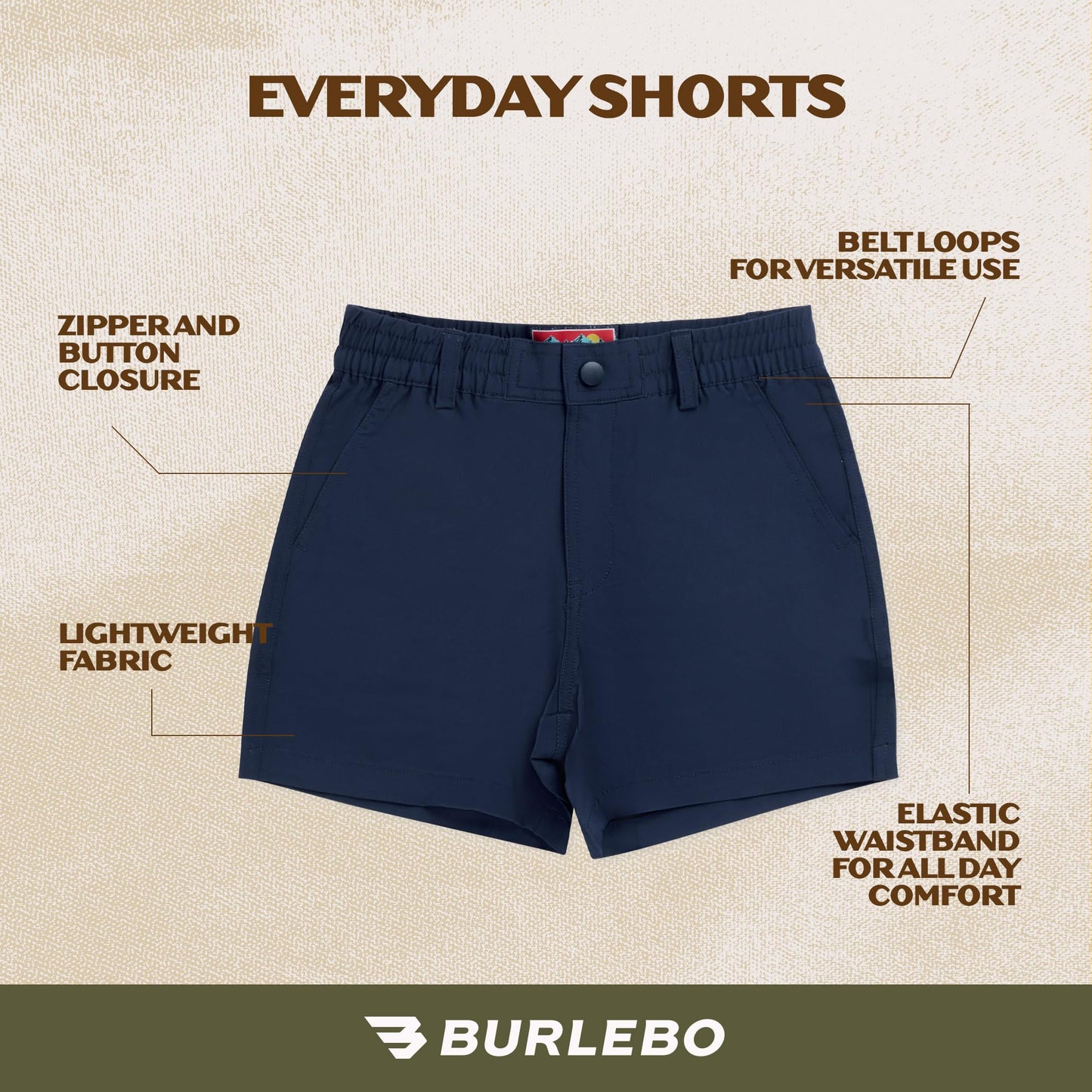 BURLEBO Men’s Everyday Shorts – Lightweight Casual Shorts with Stretch Fabric and Functional Pockets