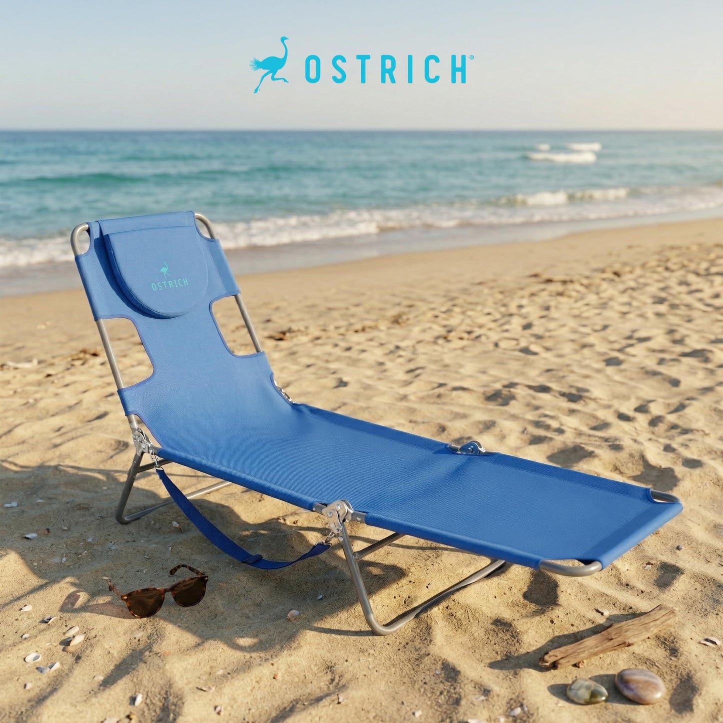 Ostrich the Original Chaise 72 x 22 Inch Lounge Portable Reclining Lounger, Outdoor Patio, Beach, Lawn, Camping, or Pool Tanning Chair, Teal