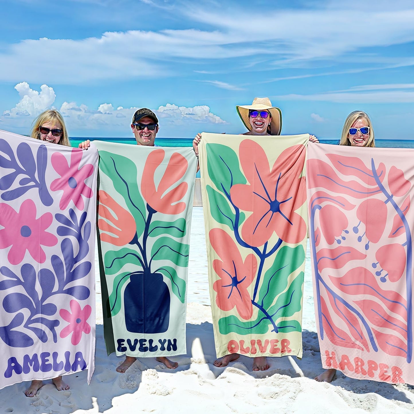 Personalized Beach Towels for Kids Adults - Custom Kids Beach Towels with Names- Customized Sand Free Quick Dry Striped Bath/Pool/Beach Towel for Boys Girls Women Men(Color1)