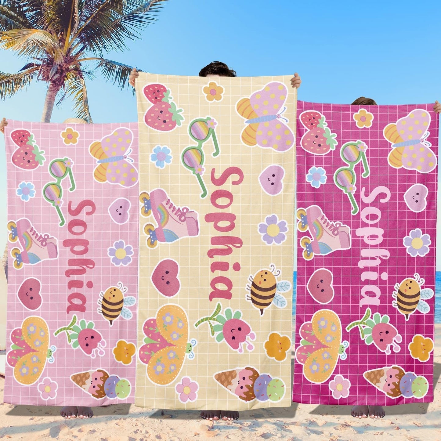 Personalized Beach Towels for Kids - Custom Ice Cream Drip Baseball Beach Towel for Boys,Customized Ultra Absorbent Super Soft Swim/Pool Towel,Team Gift,Youth Baseball Gift for Boys
