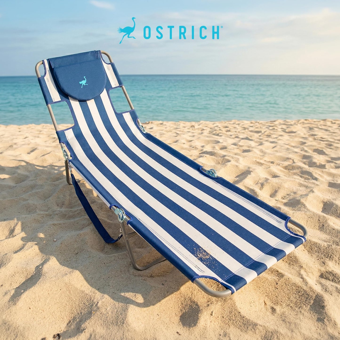 Ostrich the Original Chaise 72 x 22 Inch Lounge Portable Reclining Lounger, Outdoor Patio, Beach, Lawn, Camping, or Pool Tanning Chair, Teal