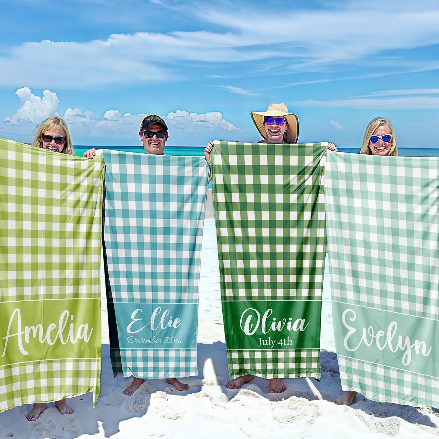 Personalized Beach Towels for Kids Adults - Custom Kids Beach Towels with Names- Customized Sand Free Quick Dry Striped Bath/Pool/Beach Towel for Boys Girls Women Men(Color1)