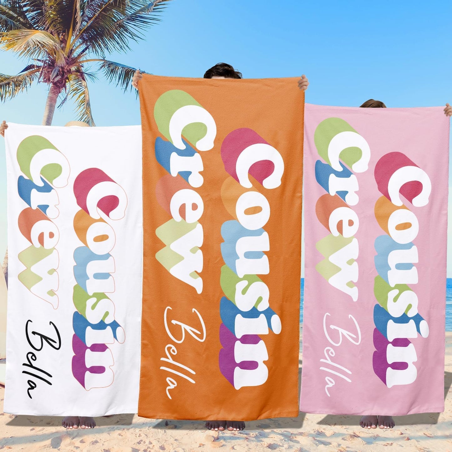 Personalized Beach Towels for Kids Adults - Custom Kids Beach Towels with Names- Customized Sand Free Quick Dry Striped Bath/Pool/Beach Towel for Boys Girls Women Men(Color1)