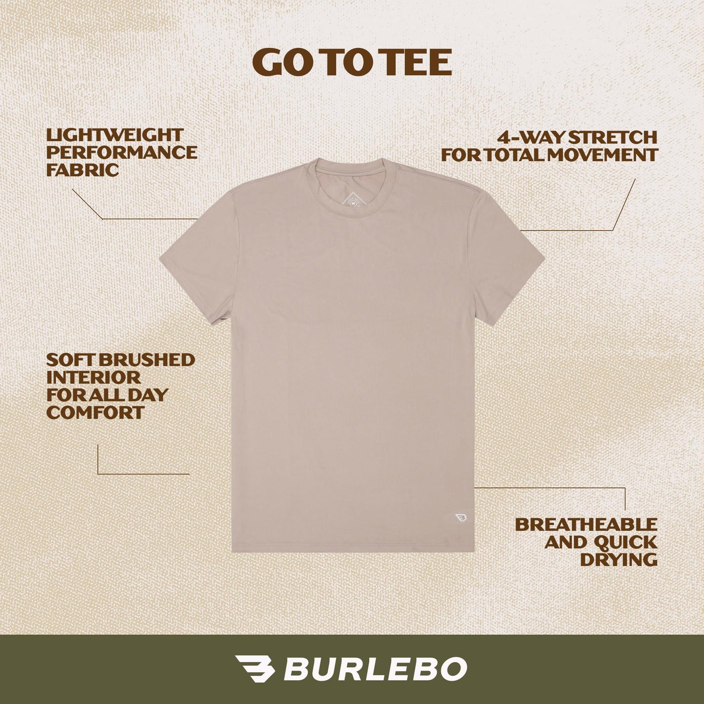 Burlebo Go to Tee – Men’s Lightweight Performance Shirt with UPF 50 Sun Protection