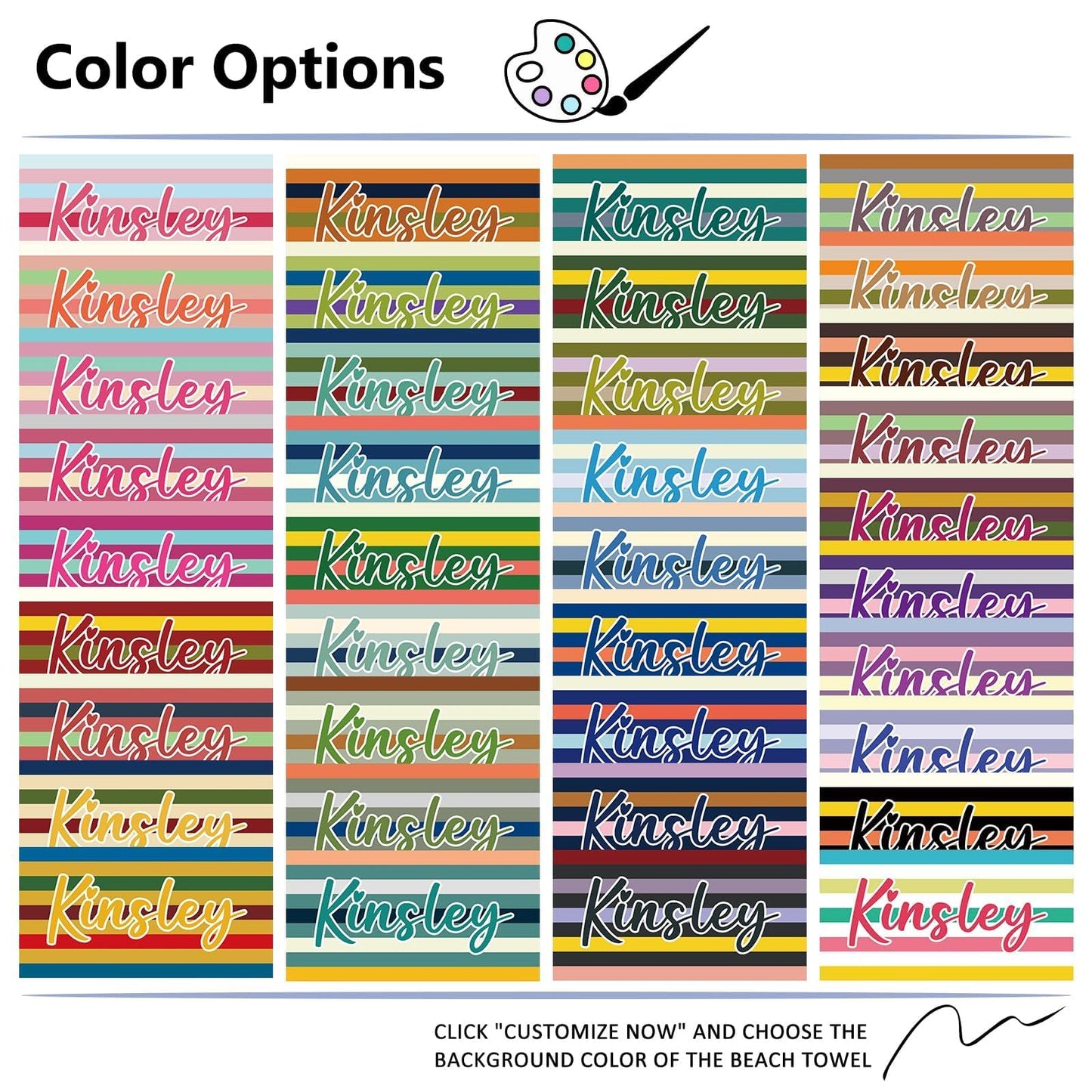 Personalized Beach Towels for Kids Adults - Custom Kids Beach Towels with Names- Customized Sand Free Quick Dry Striped Bath/Pool/Beach Towel for Boys Girls Women Men(Color1)