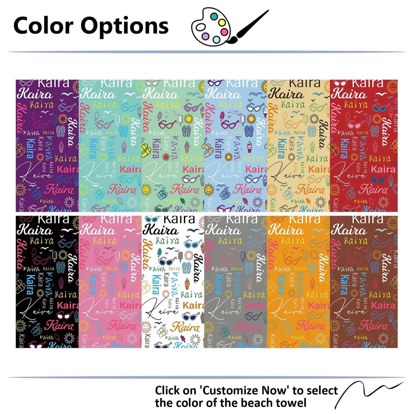 Personalized Beach Towels for Kids Adults - Custom Kids Beach Towels with Names- Customized Sand Free Quick Dry Striped Bath/Pool/Beach Towel for Boys Girls Women Men(Color1)