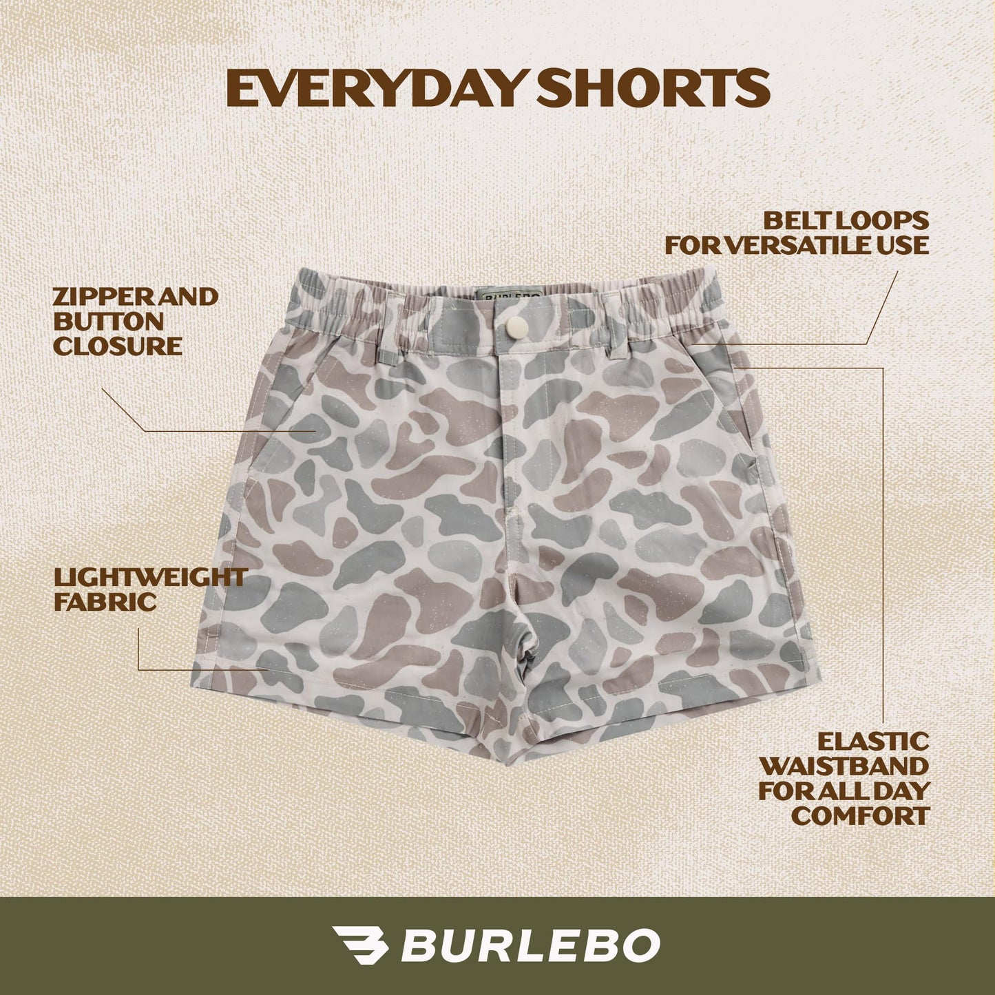 BURLEBO Men’s Everyday Shorts – Lightweight Casual Shorts with Stretch Fabric and Functional Pockets