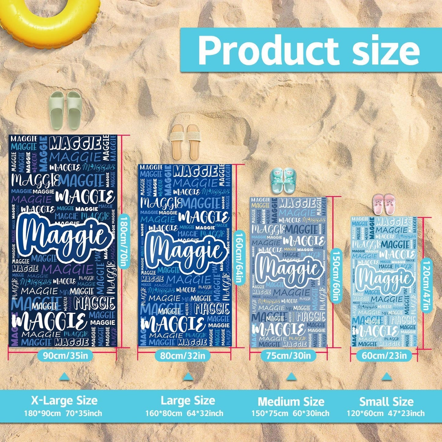 Personalized Beach Towels for Kids Adults - Custom Kids Beach Towels with Names- Customized Sand Free Quick Dry Striped Bath/Pool/Beach Towel for Boys Girls Women Men(Color1)