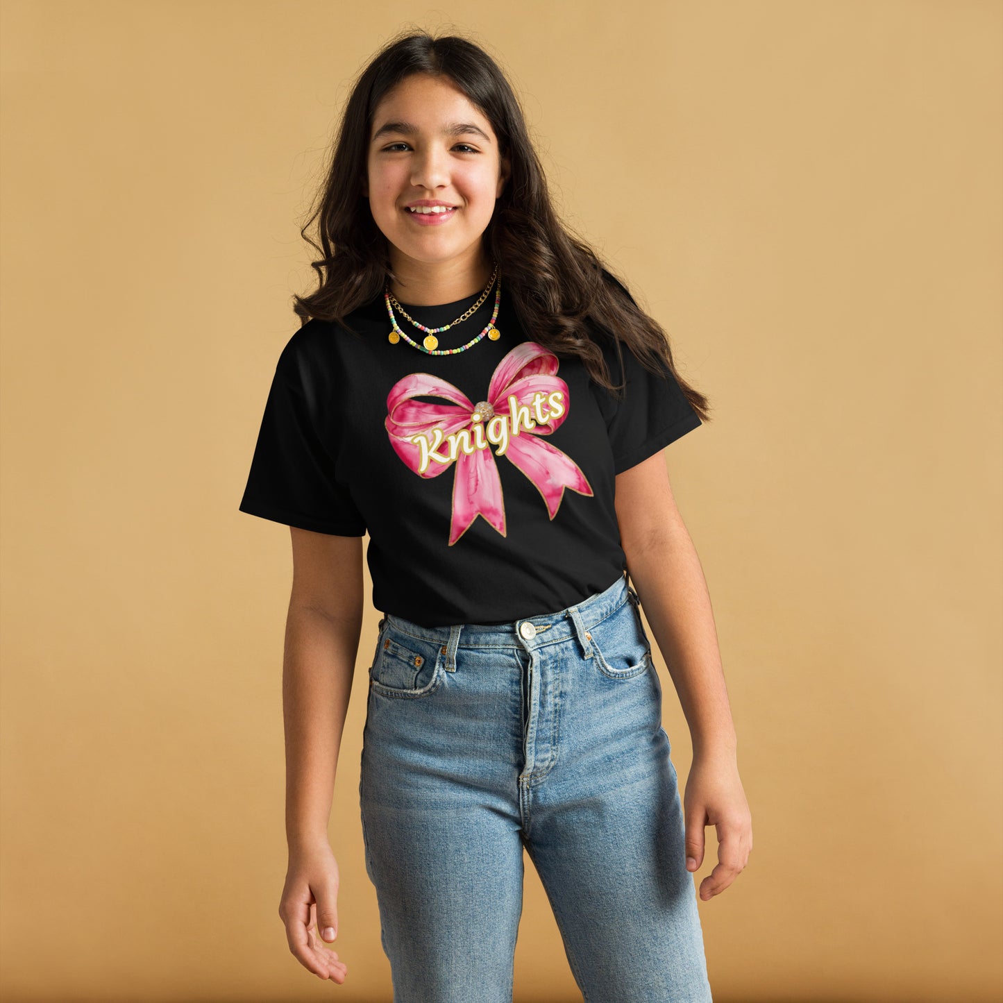 knights Pink bow Youth classic tee