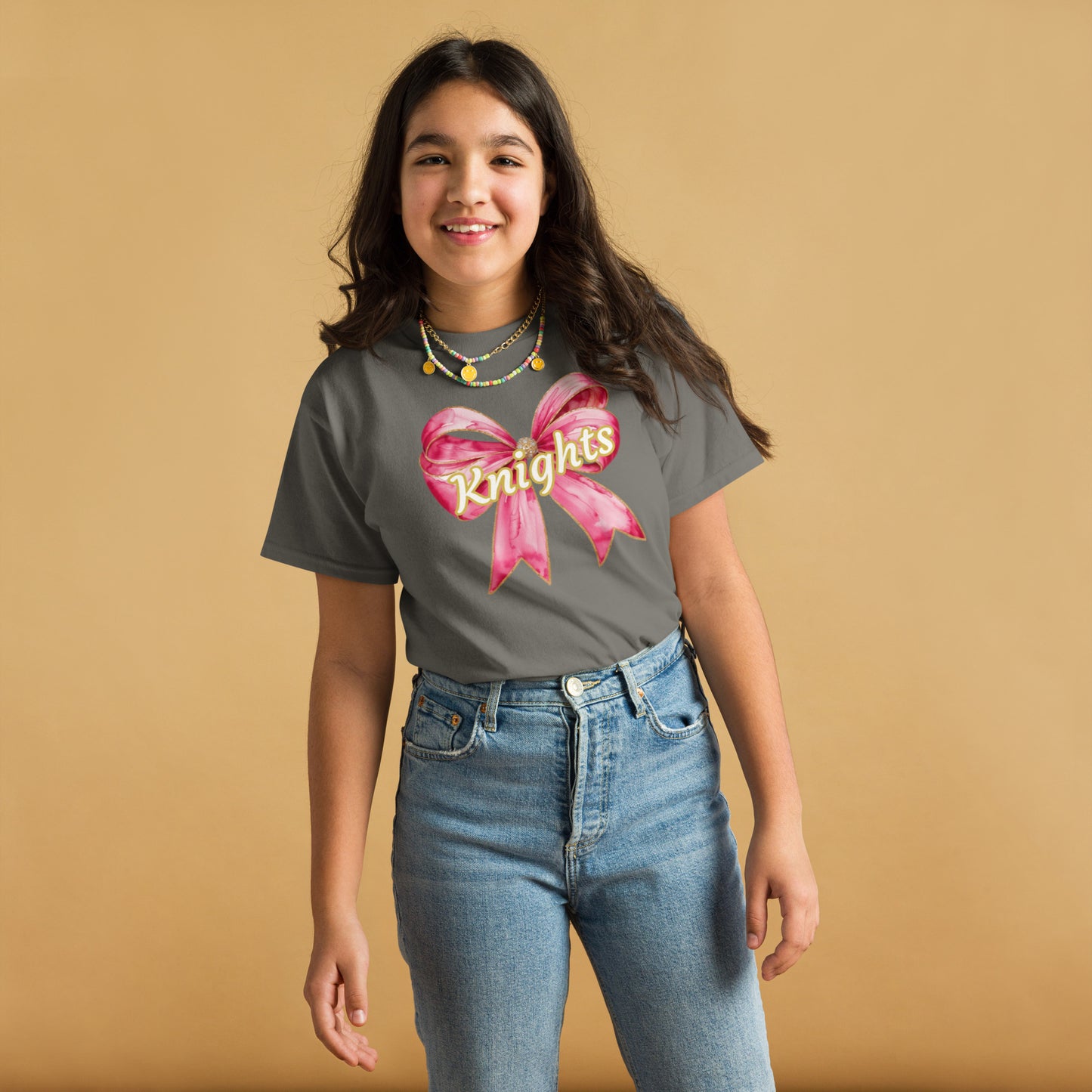 knights Pink bow Youth classic tee