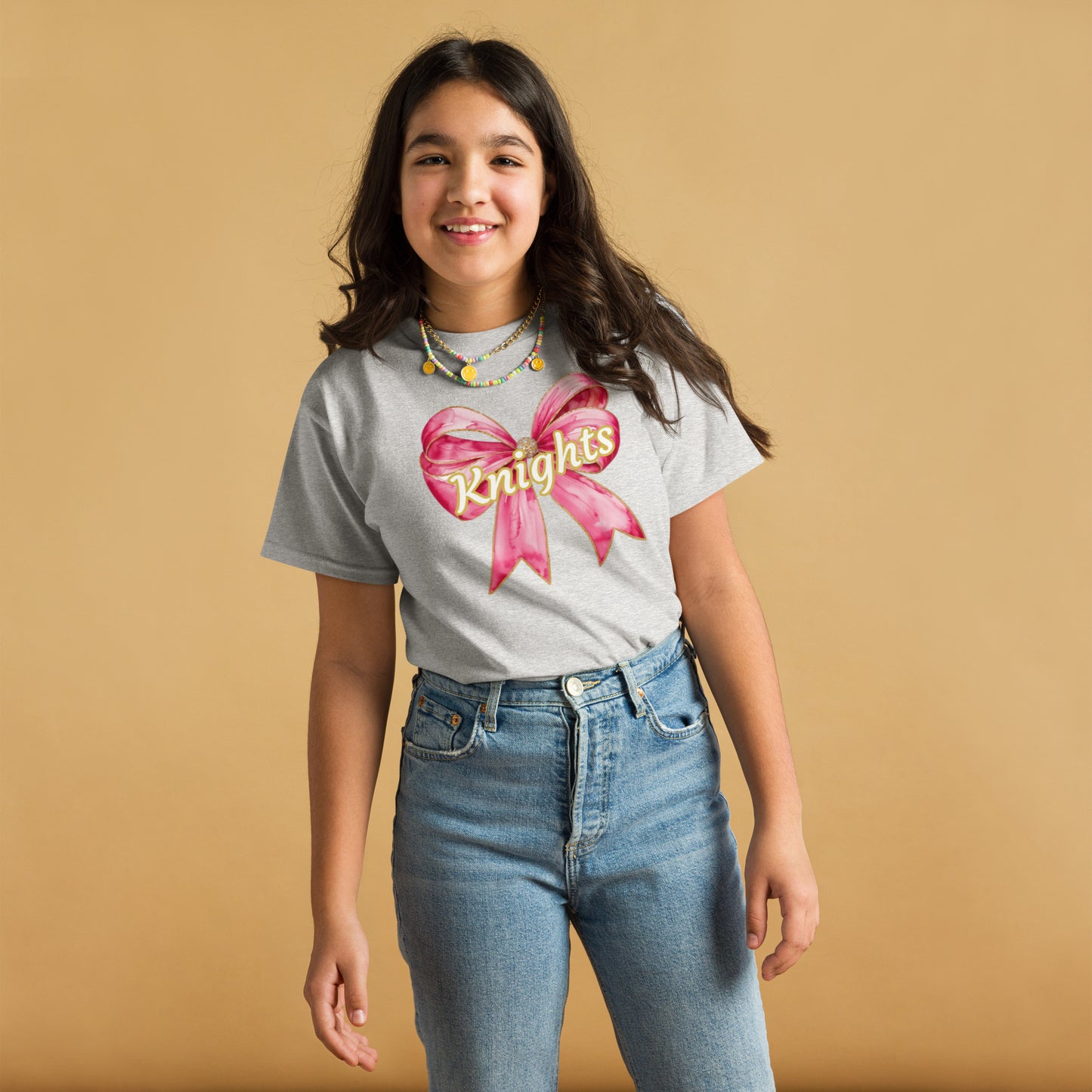 knights Pink bow Youth classic tee