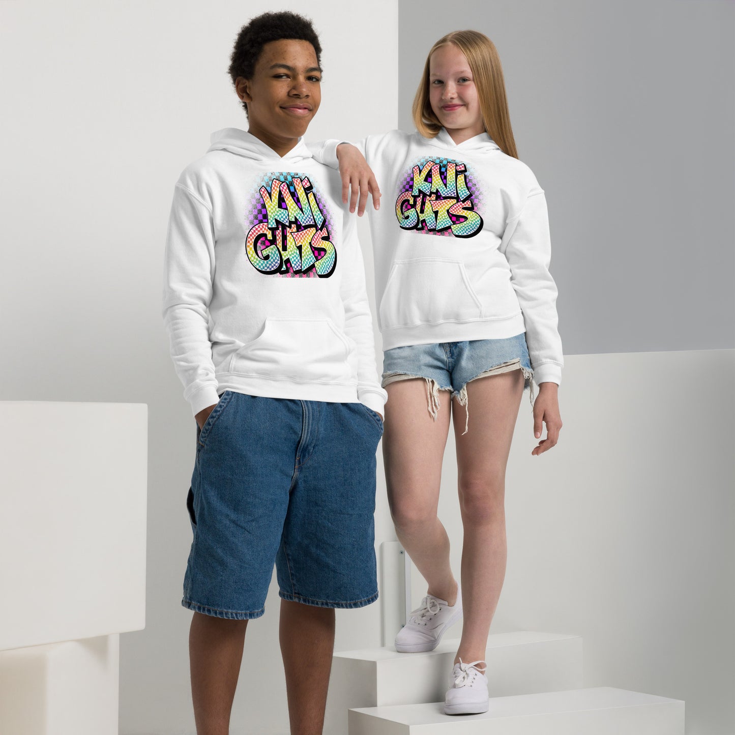 Youth neon checkered Knights heavy blend hoodie
